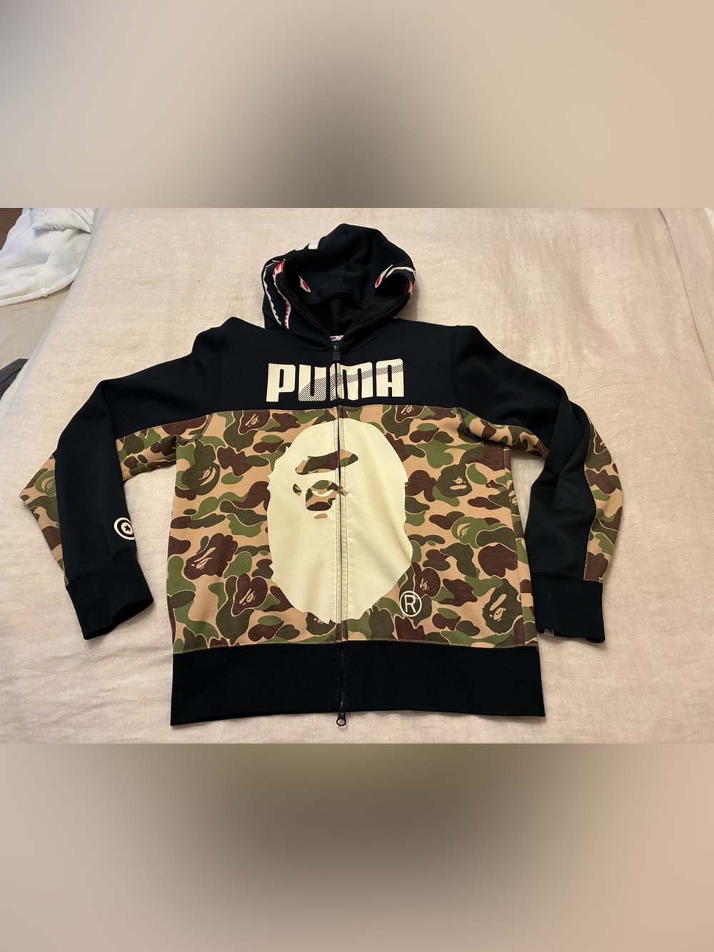 BAPE a bathing ape x Puma Camo Shark zip Hoodie M